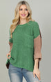 GREEN COMBO KNIT TOP