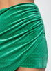 Green Studded Velvet Faux Wrap Skirt
