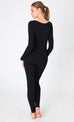 One Size Very Stretchy Ribbed Long Sleeve Jumpsuit/Bodysuit