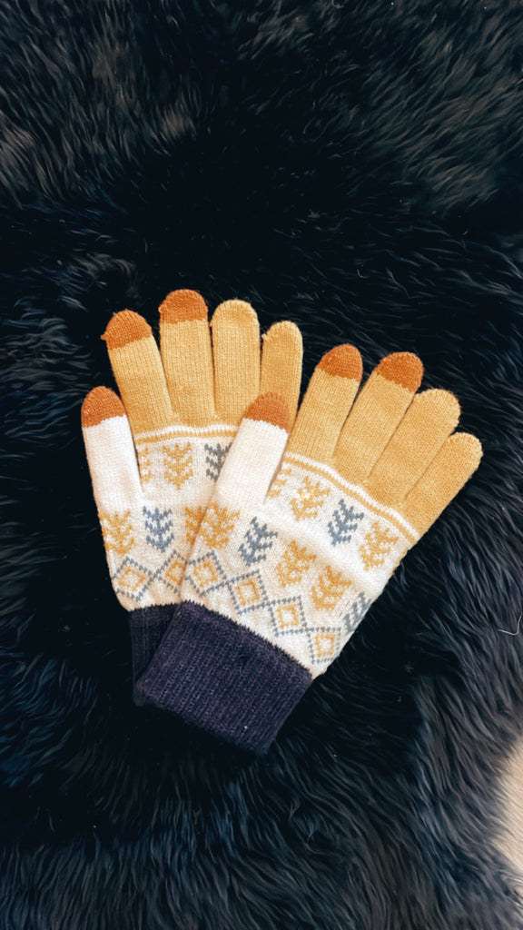 Mustard Knit Smart Gloves